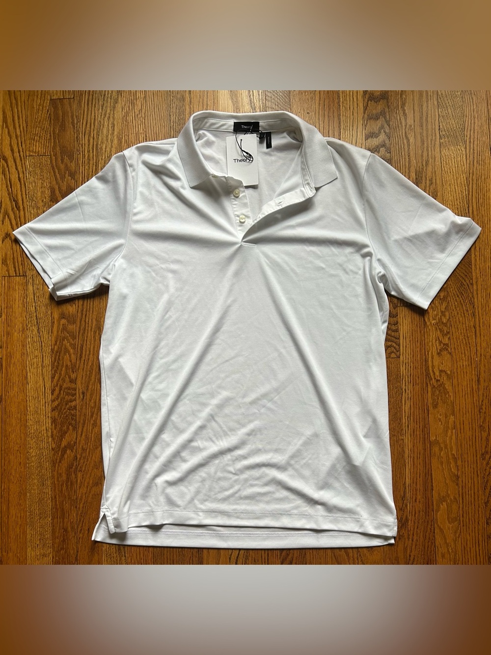 Theory Men's White Polo Shirt - Clean Knit Collar